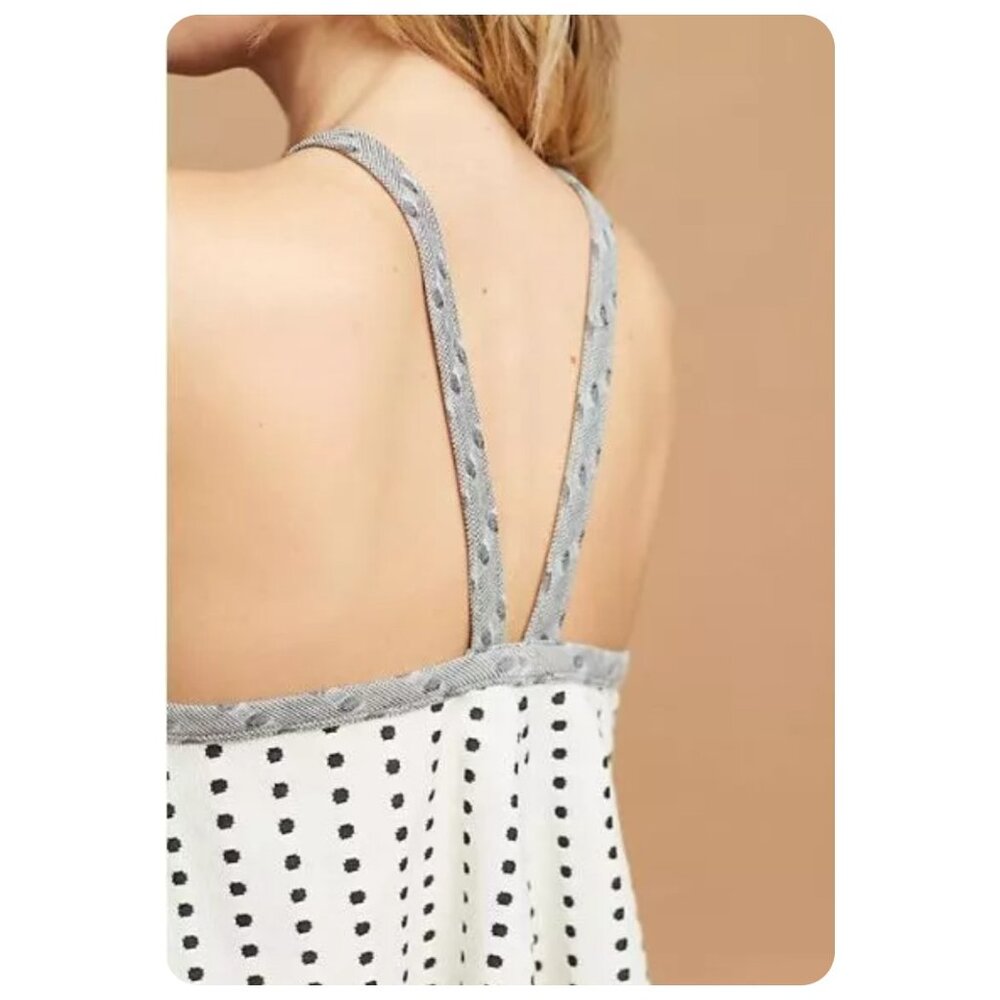 !! Anthropologie Postmark Stamp Dotted Jacquard Halter Sleeveless Tank Top - Picture 3 of 9